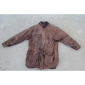Vtg Brown Leather Coat Jacket